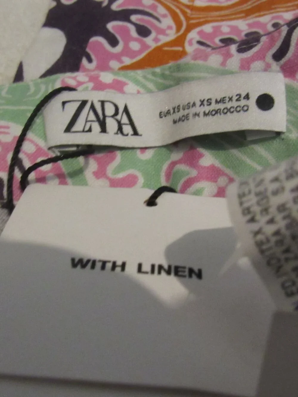 Zara Paisley Print Wide Leg Linen Blend Pants  Size XS  NWT